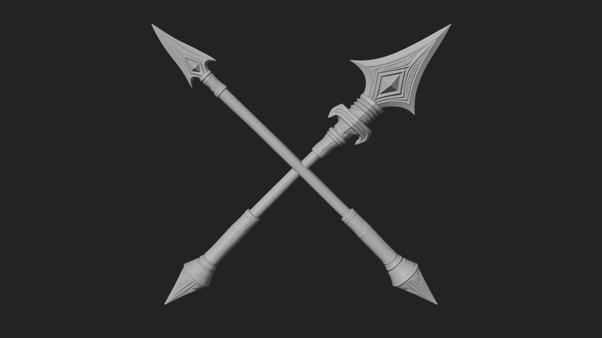 Carved War Spear Model Design 5 3D Print Model 3D Model