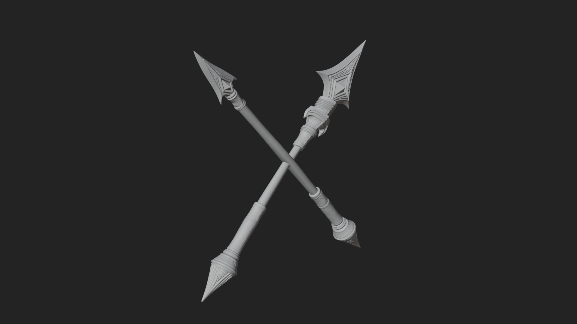 Carved War Spear Model Design 5 3D Print Model 3D Model