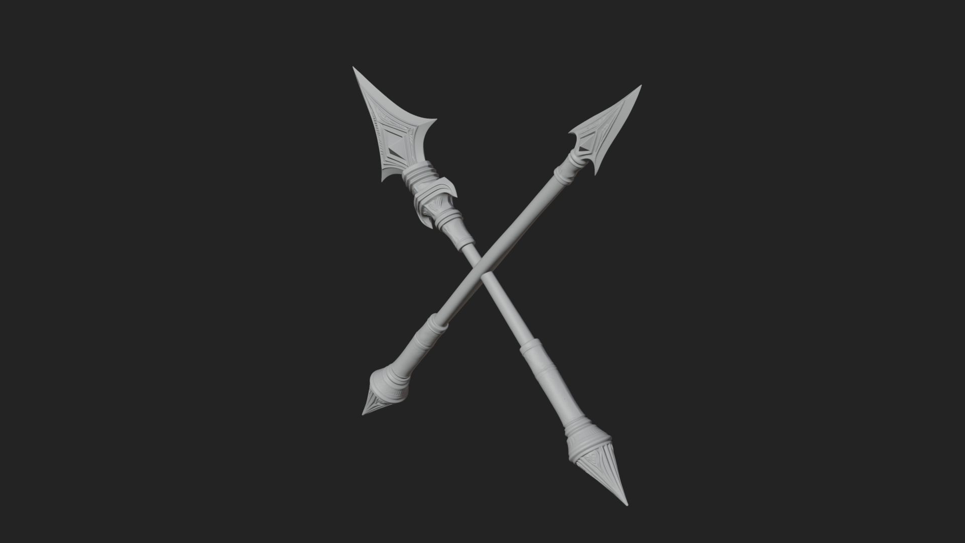 Carved War Spear Model Design 5 3D Print Model 3D Model