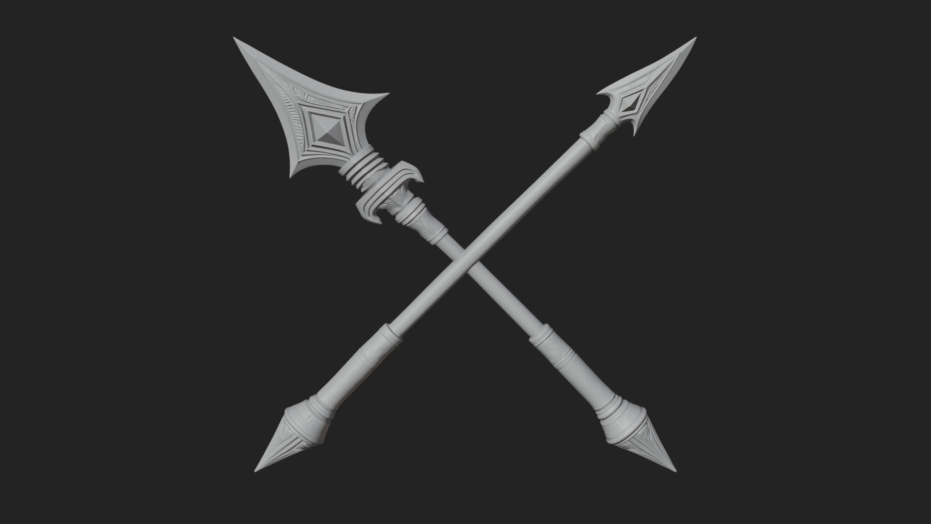 Carved War Spear Model Design 5 3D Print Model 3D Model