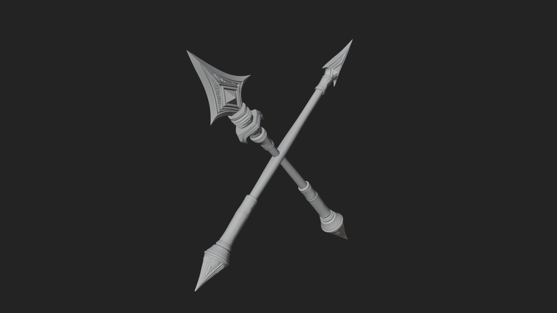 Carved War Spear Model Design 5 3D Print Model 3D Model