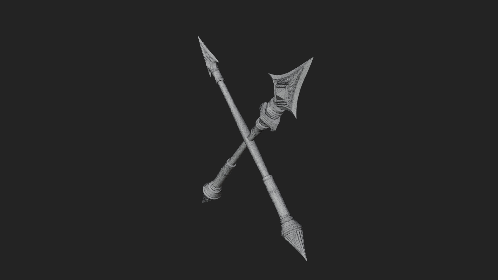 Carved War Spear Model Design 5 3D Print Model 3D Model