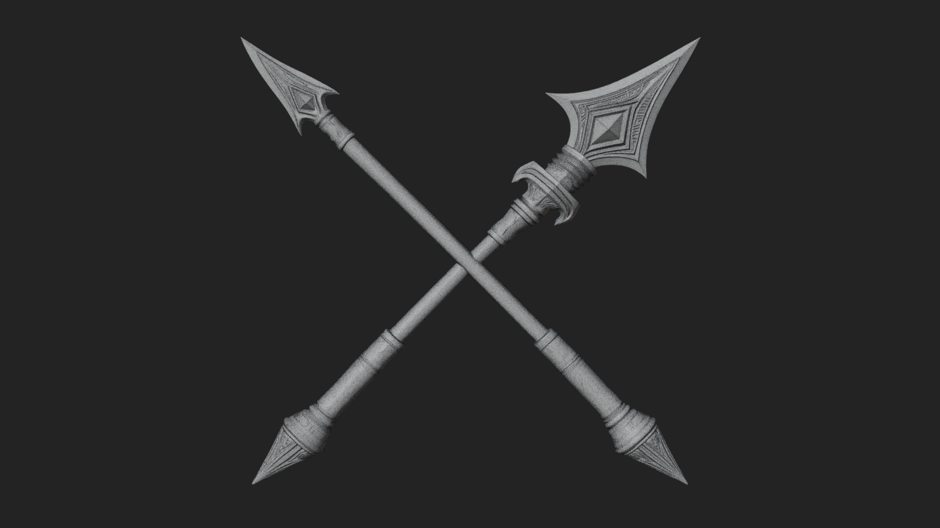 Carved War Spear Model Design 5 3D Print Model 3D Model