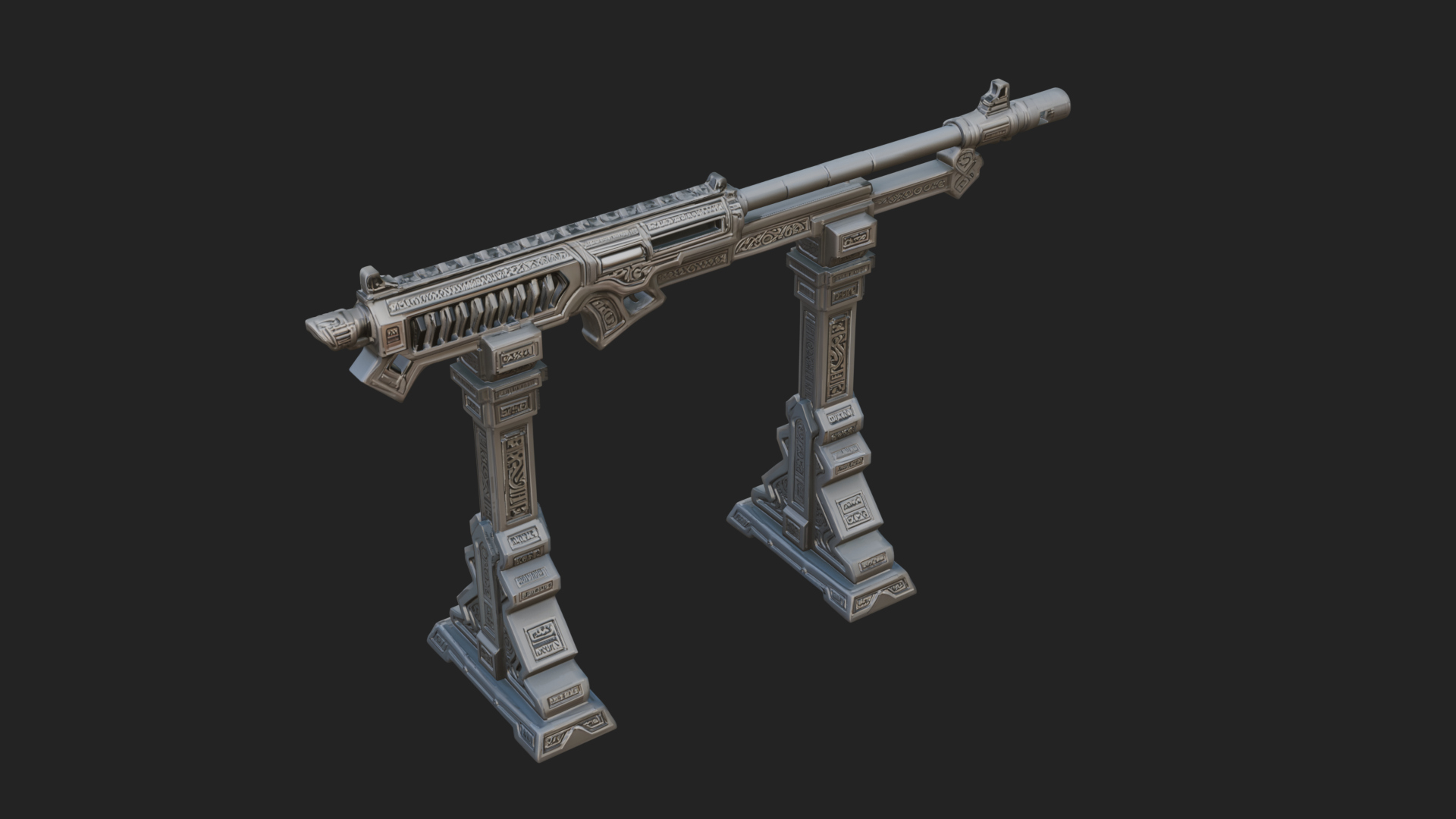 Carved Weapon Display Stand Model Design 1 3D Print Model 3D Model