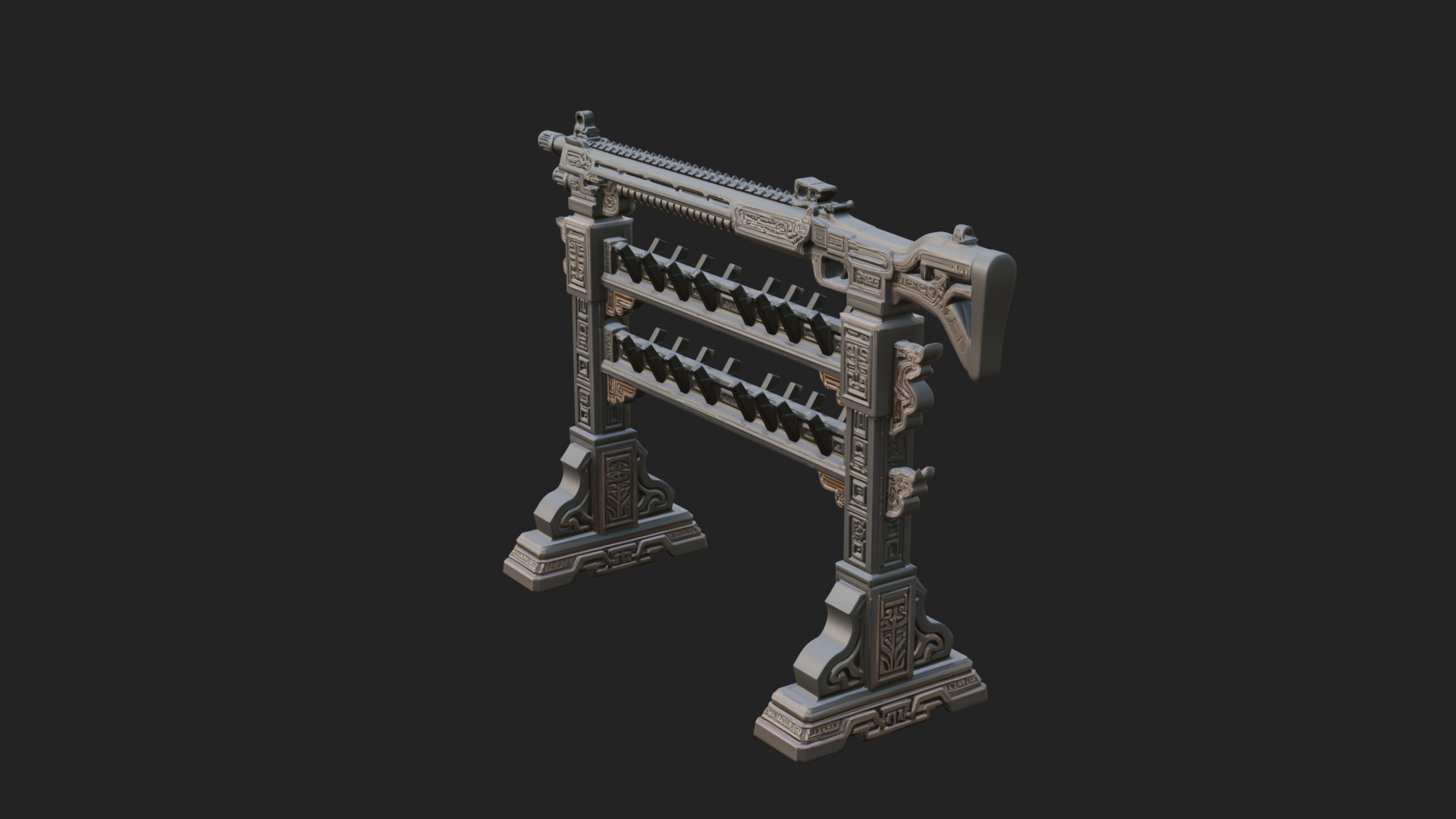 Carved Weapon Display Stand Model Design 3 3D Print Model 3D Model