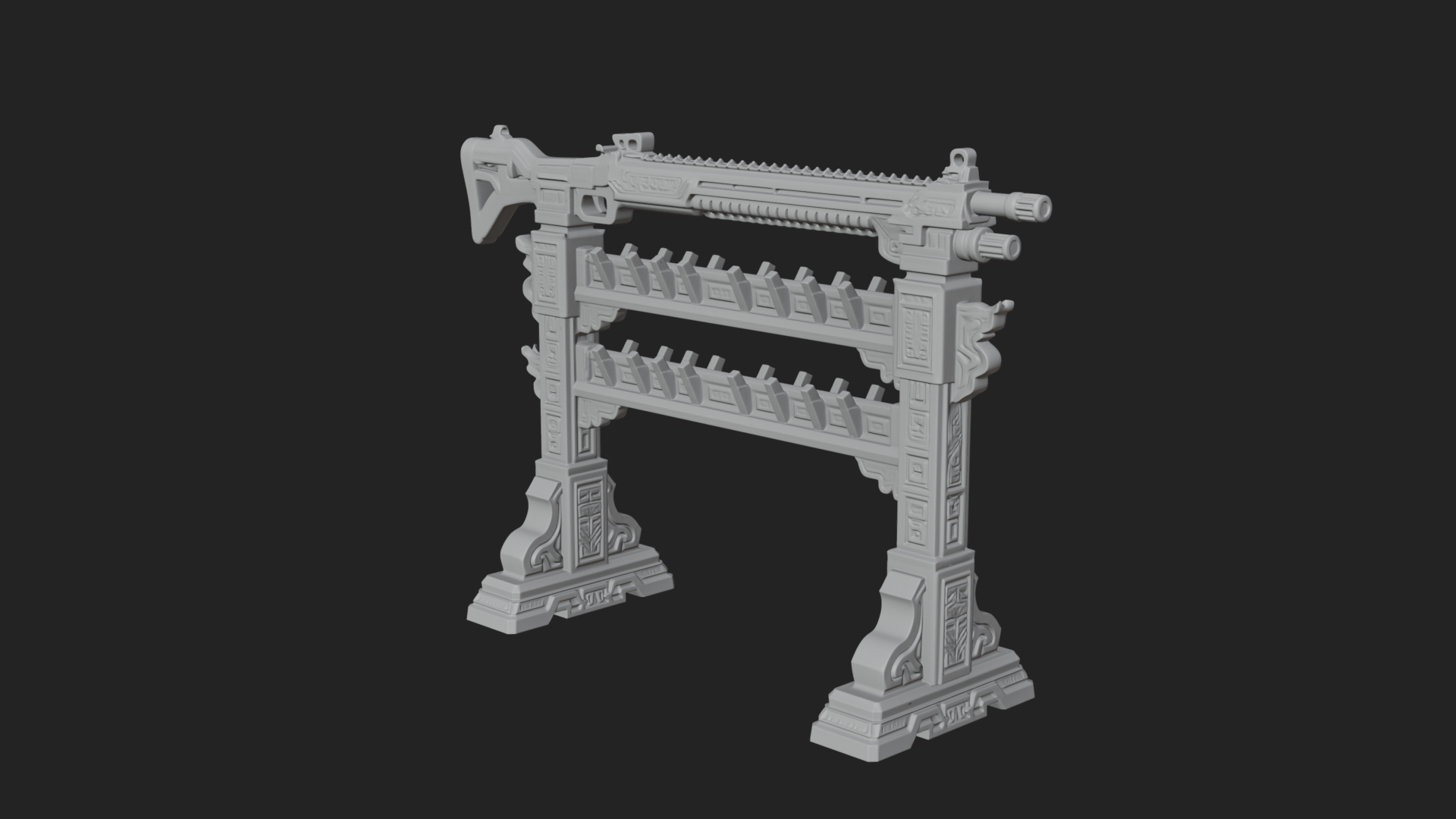Carved Weapon Display Stand Model Design 3 3D Print Model 3D Model