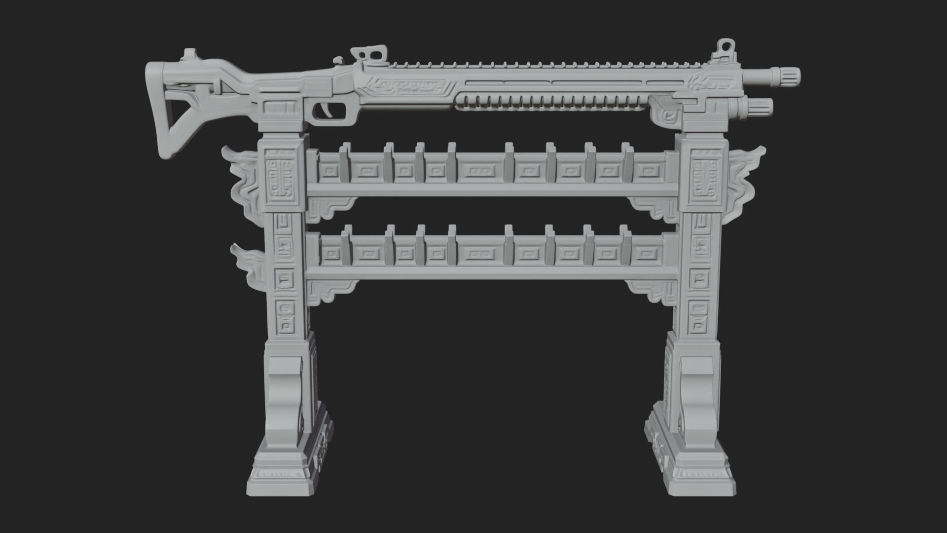 Carved Weapon Display Stand Model Design 3 3D Print Model 3D Model