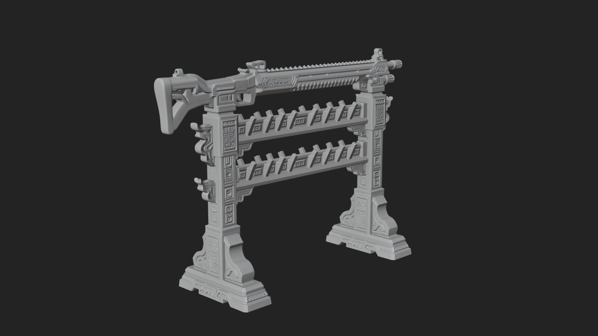 Carved Weapon Display Stand Model Design 3 3D Print Model 3D Model
