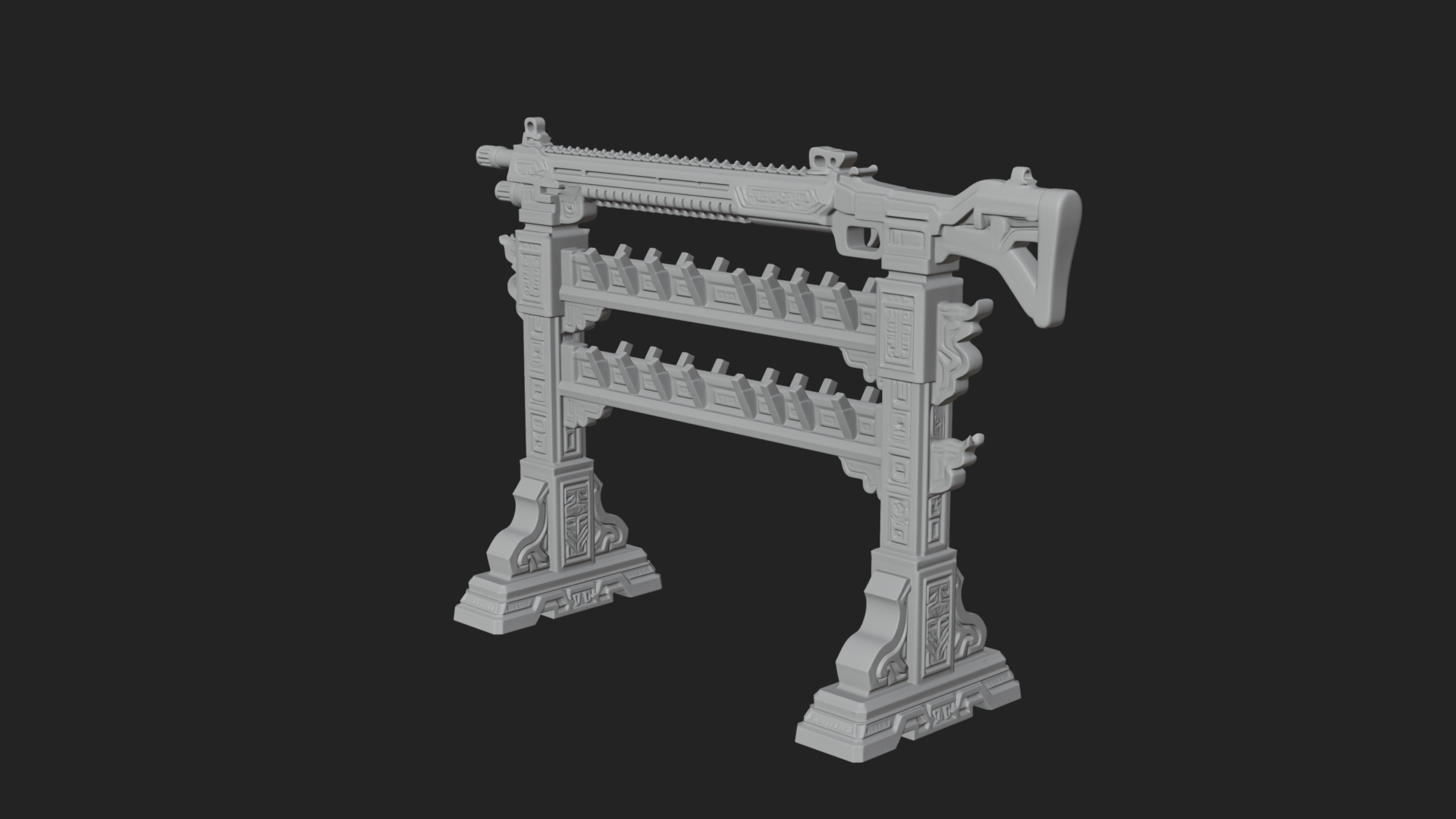 Carved Weapon Display Stand Model Design 3 3D Print Model 3D Model