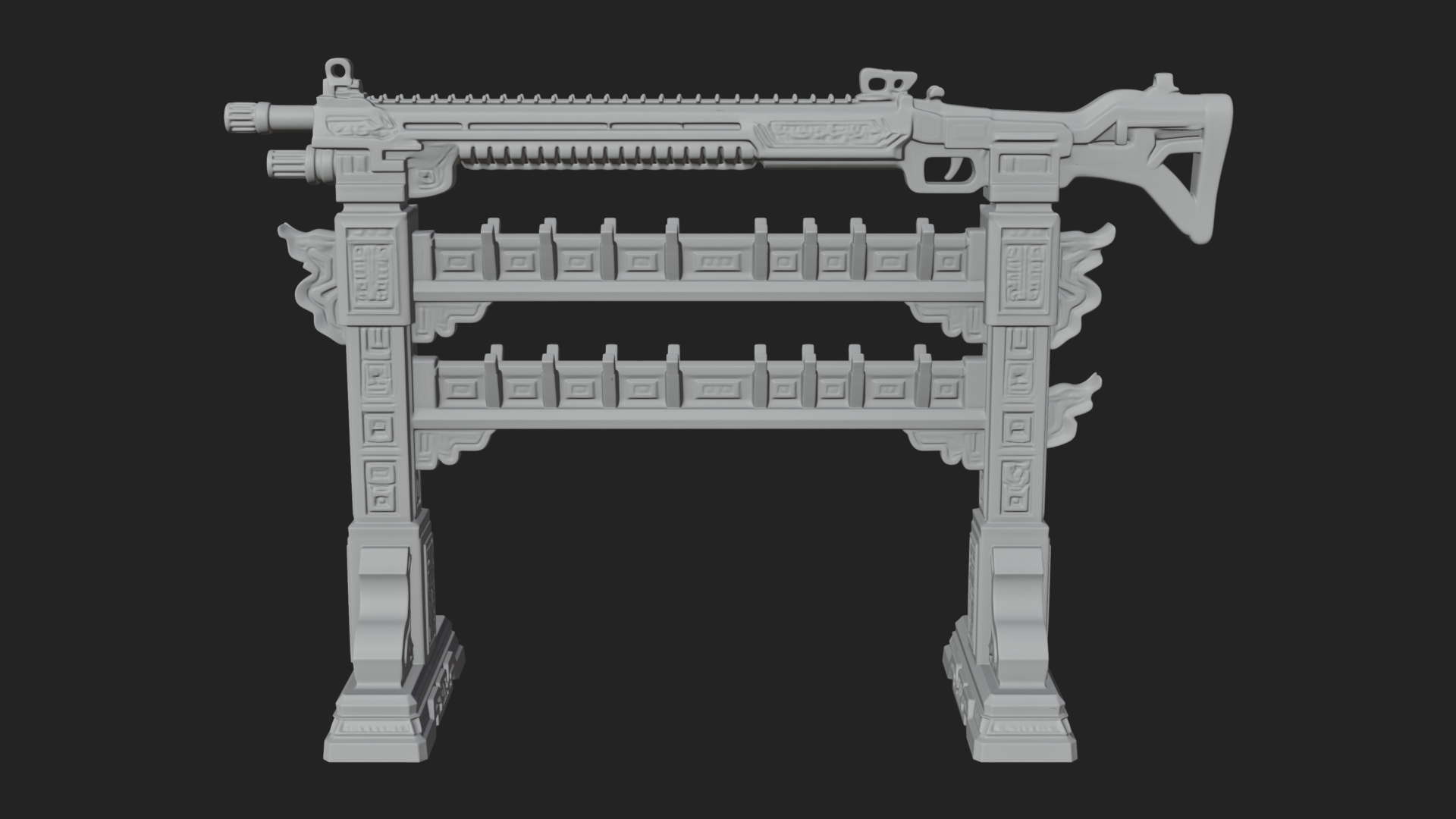 Carved Weapon Display Stand Model Design 3 3D Print Model 3D Model