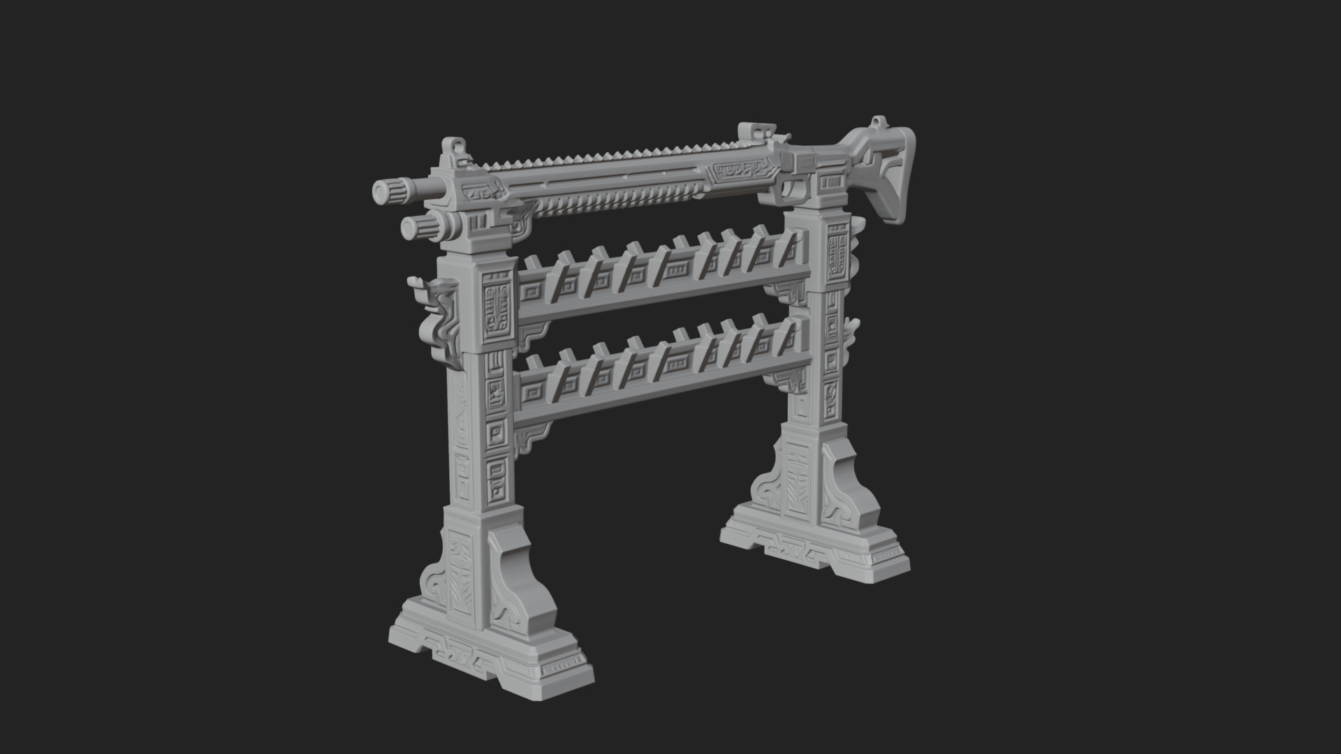 Carved Weapon Display Stand Model Design 3 3D Print Model 3D Model