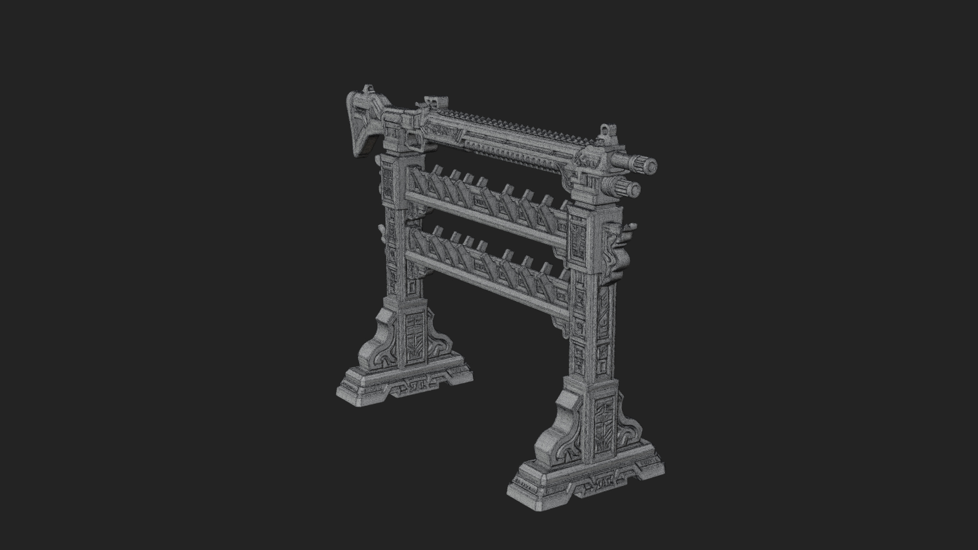 Carved Weapon Display Stand Model Design 3 3D Print Model 3D Model