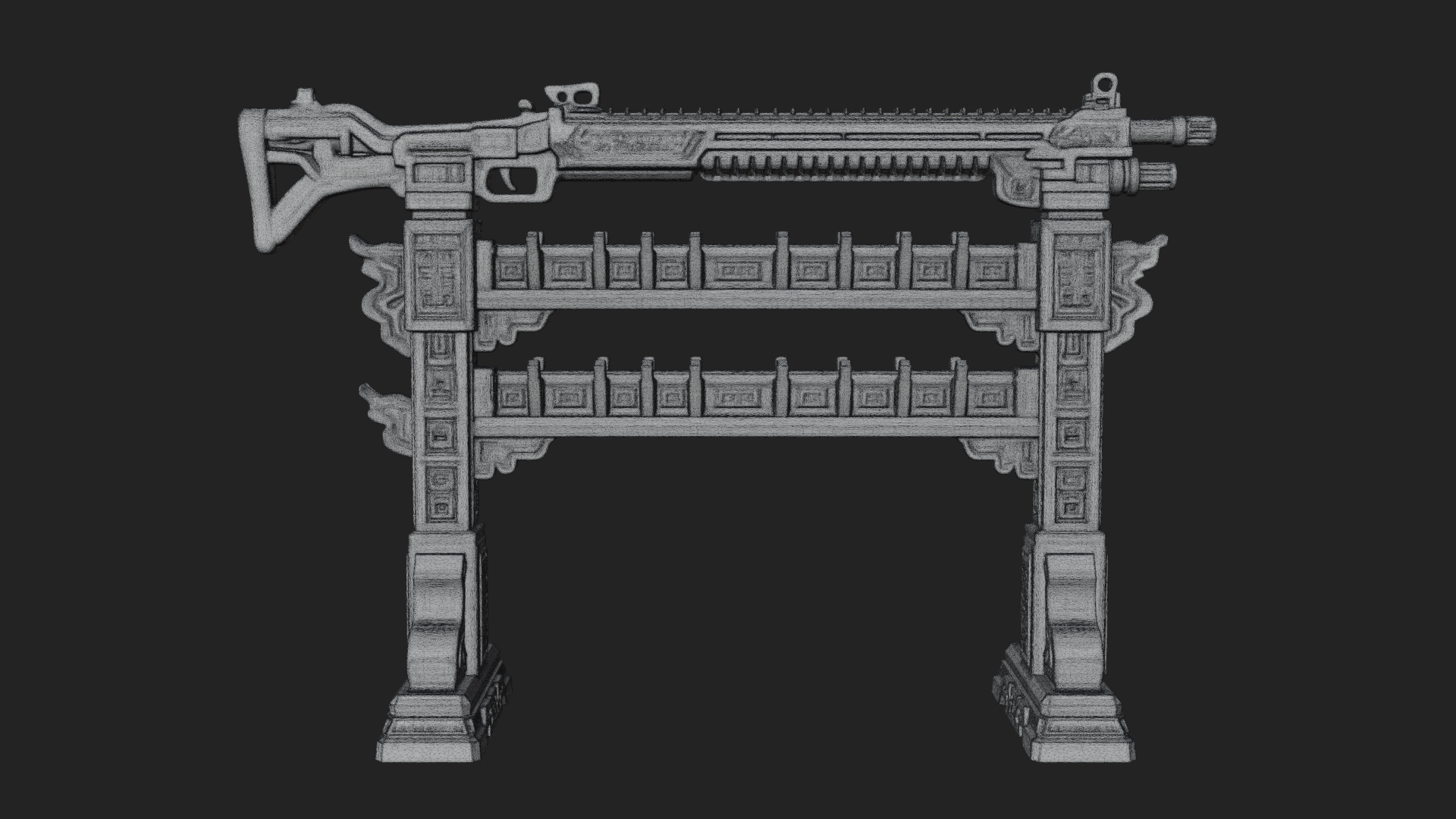 Carved Weapon Display Stand Model Design 3 3D Print Model 3D Model