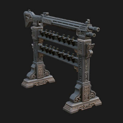 Carved Weapon Display Stand Model Design 3 3D Print Model