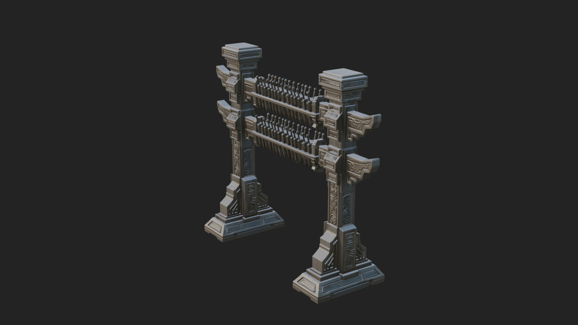 Carved Weapon Display Stand Model Design 4 3D Print Model 3D Model