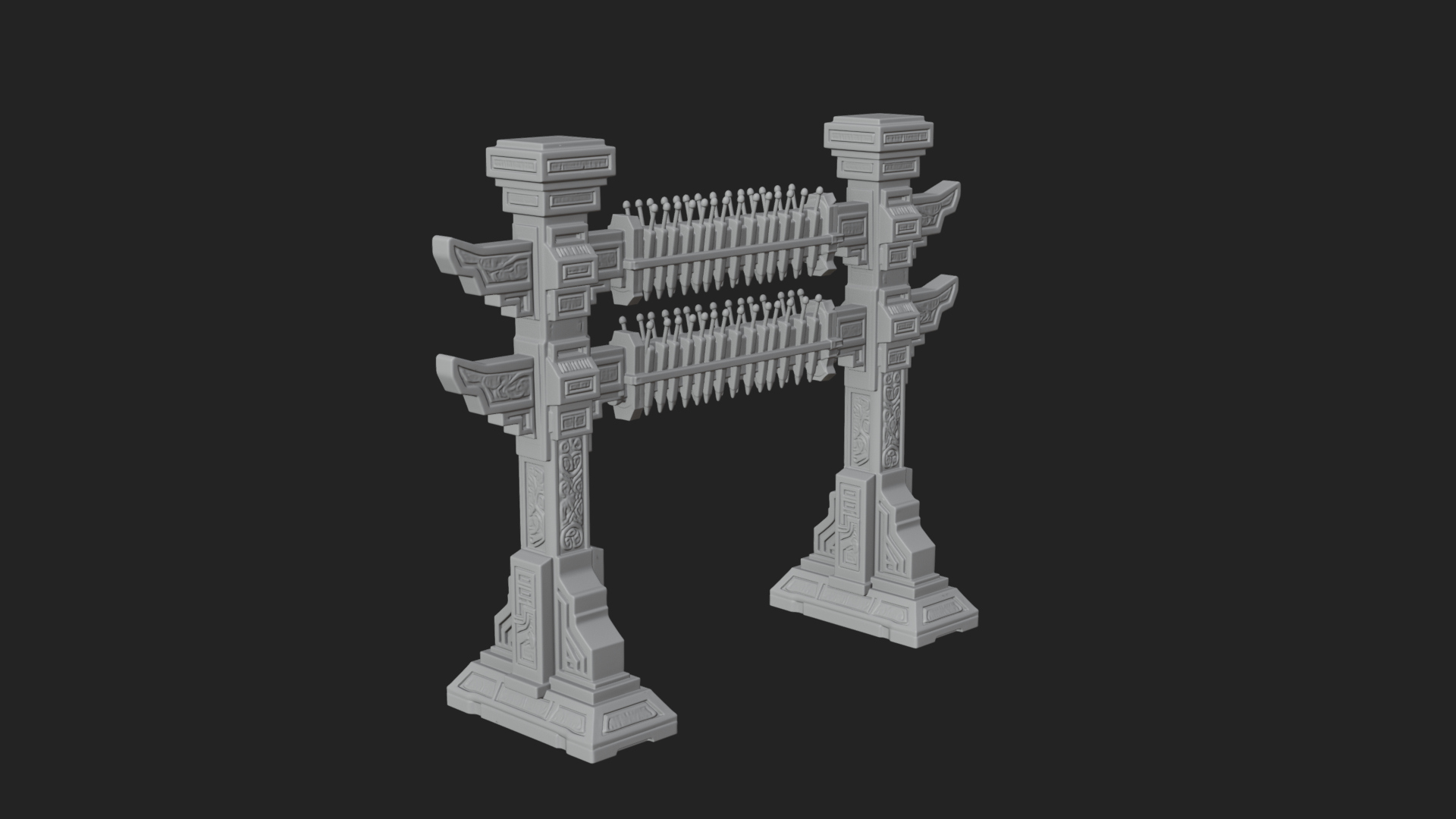 Carved Weapon Display Stand Model Design 4 3D Print Model 3D Model