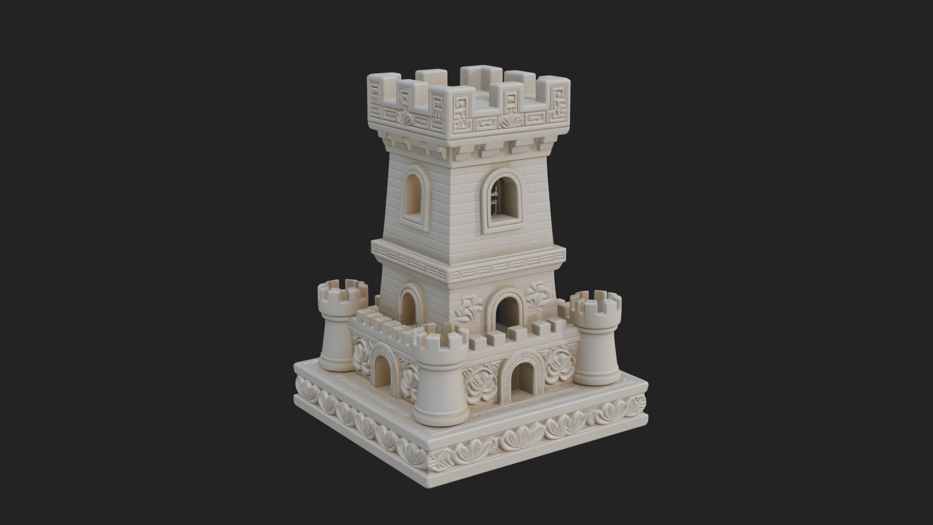 Castle Rook Chess Tower Design 1 3D Print Model 3D Model