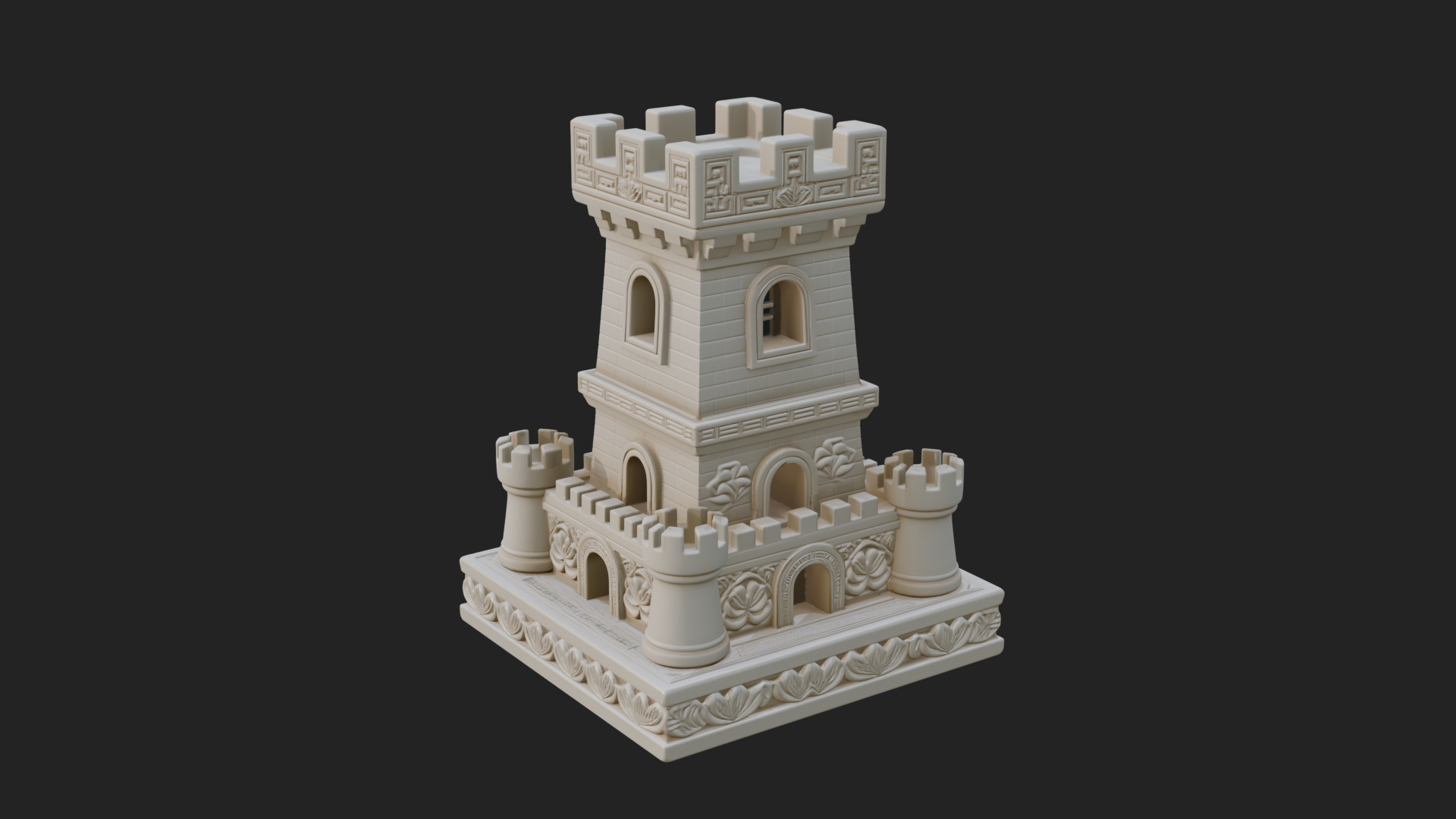 Castle Rook Chess Tower Design 1 3D Print Model 3D Model