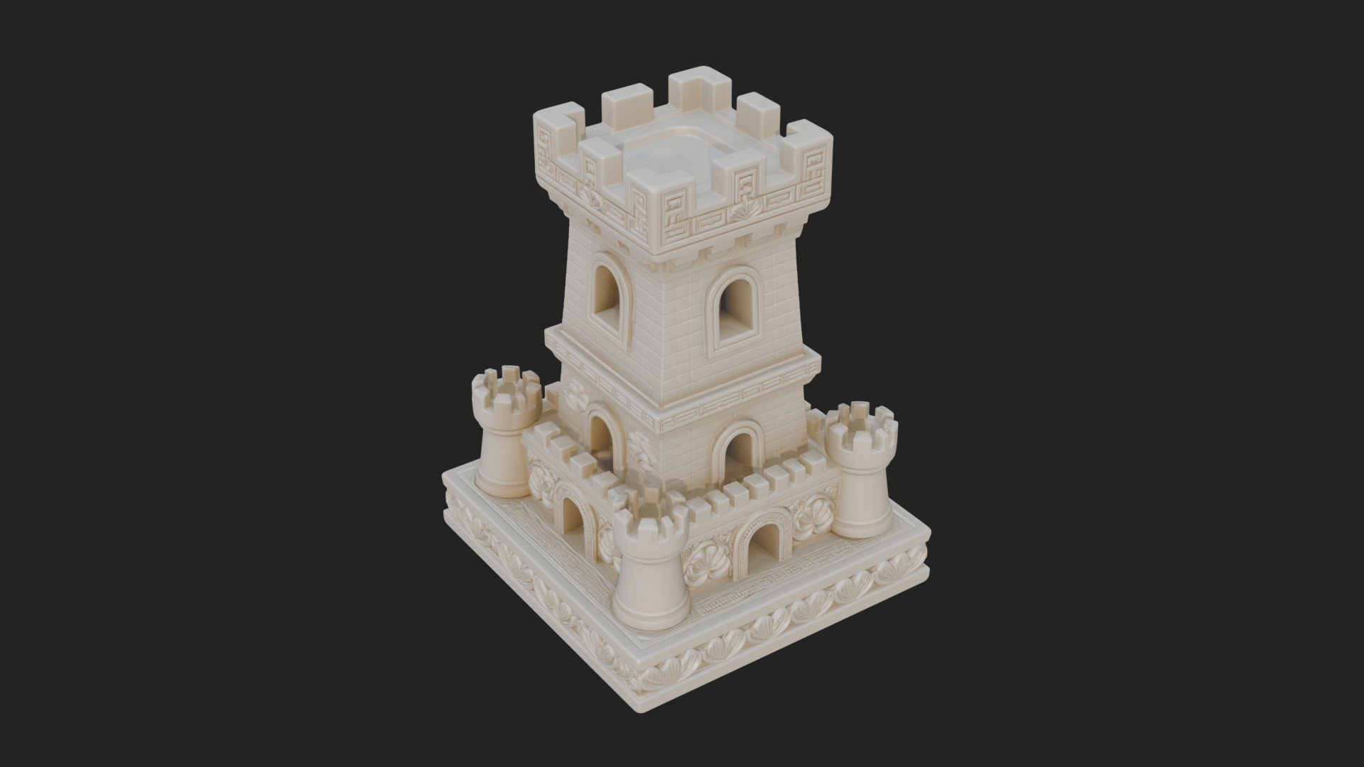 Castle Rook Chess Tower Design 1 3D Print Model 3D Model