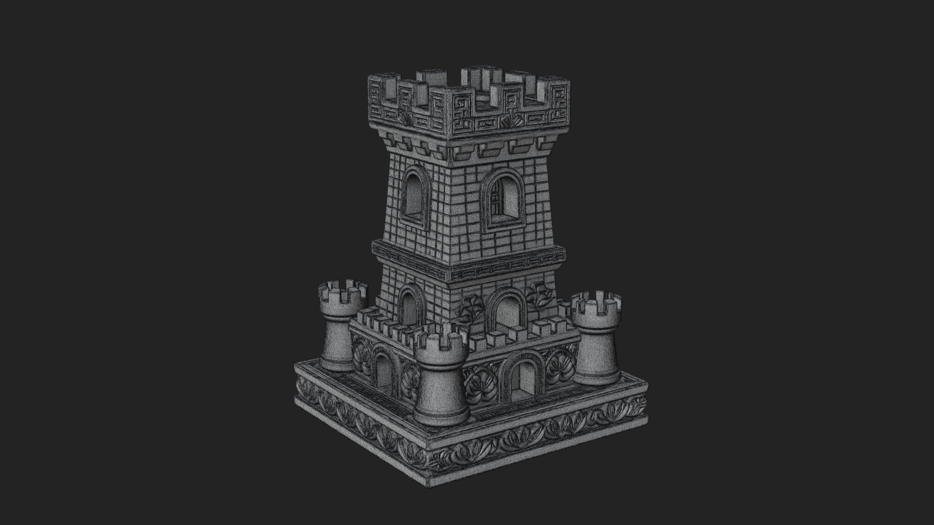 Castle Rook Chess Tower Design 1 3D Print Model 3D Model