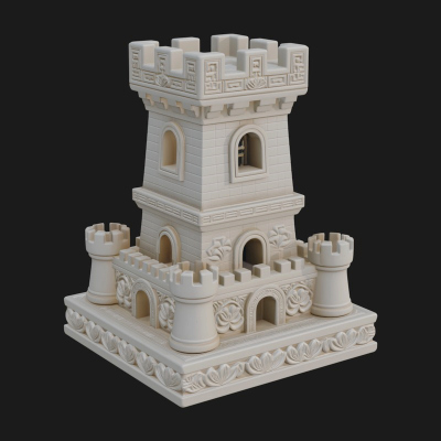 Castle Rook Chess Tower Design 1 3D Print Model