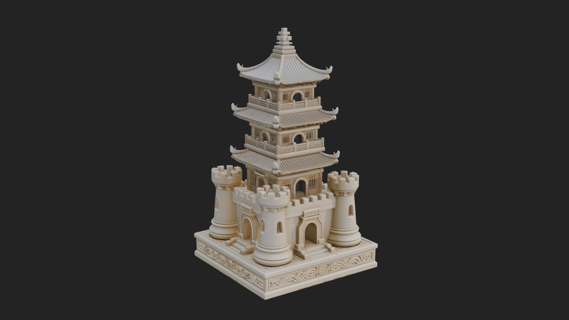 Castle Rook Chess Tower Design 13 3D Print Model 3D Model