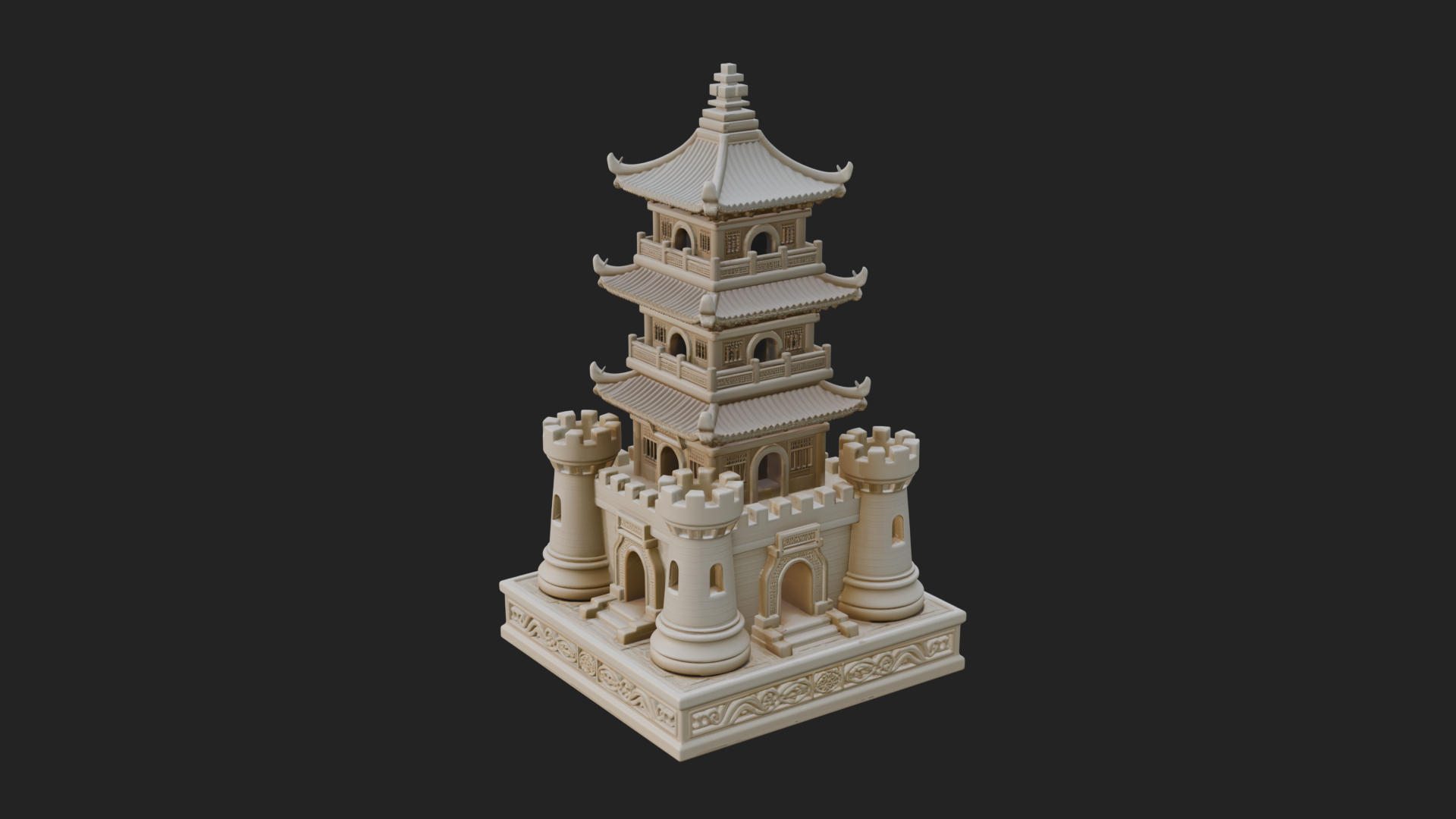 Castle Rook Chess Tower Design 13 3D Print Model 3D Model