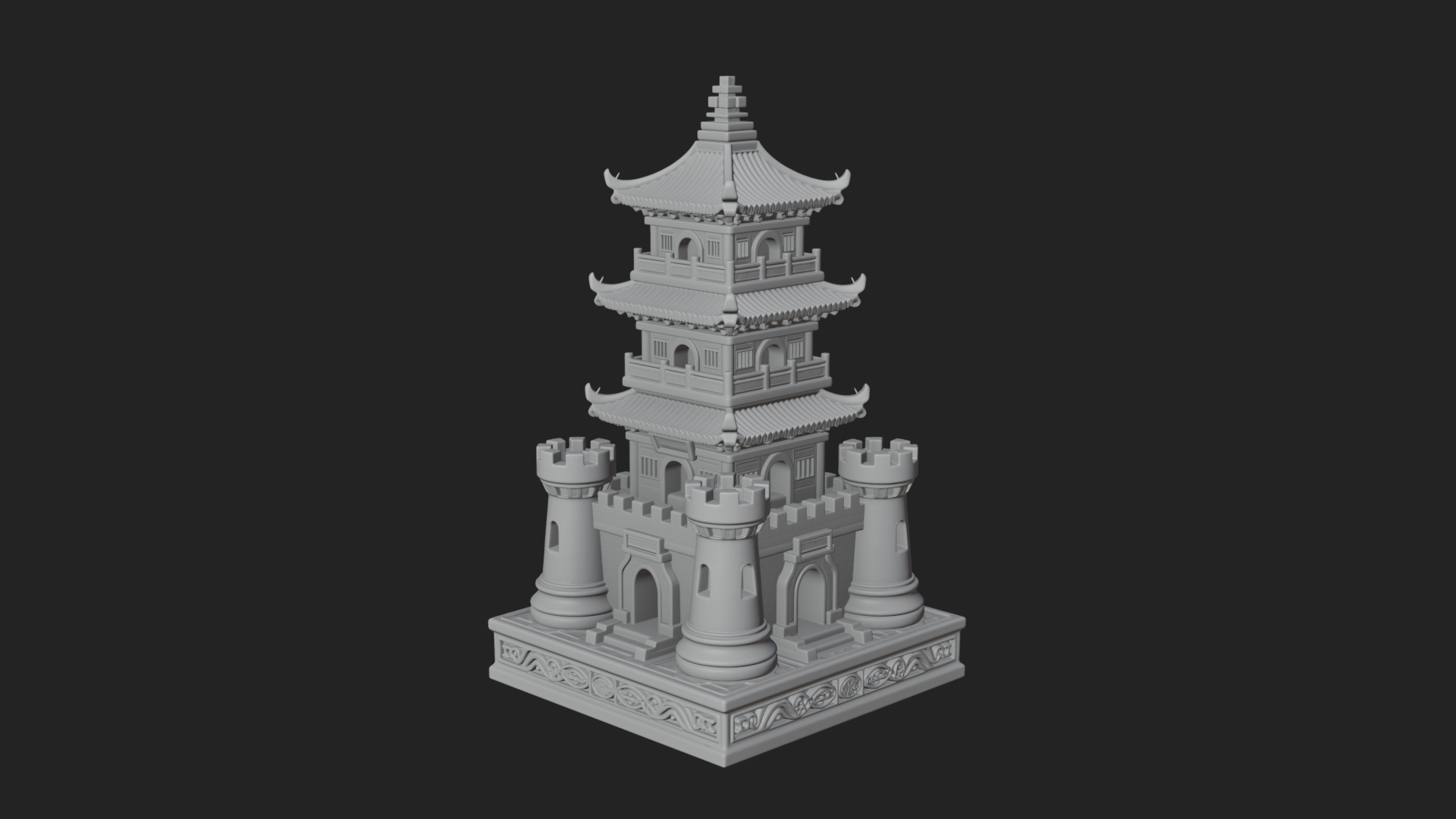 Castle Rook Chess Tower Design 13 3D Print Model 3D Model