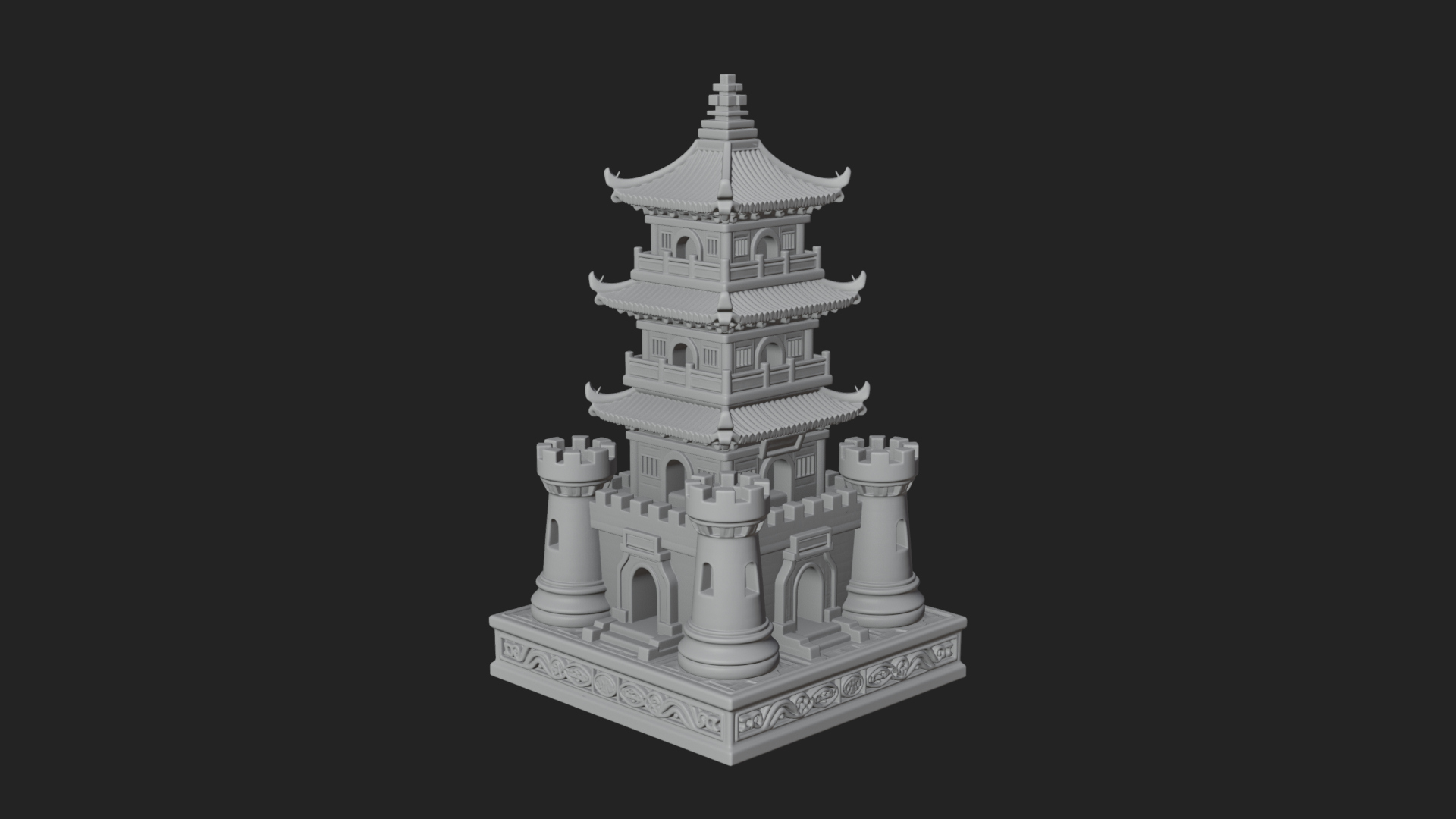 Castle Rook Chess Tower Design 13 3D Print Model 3D Model