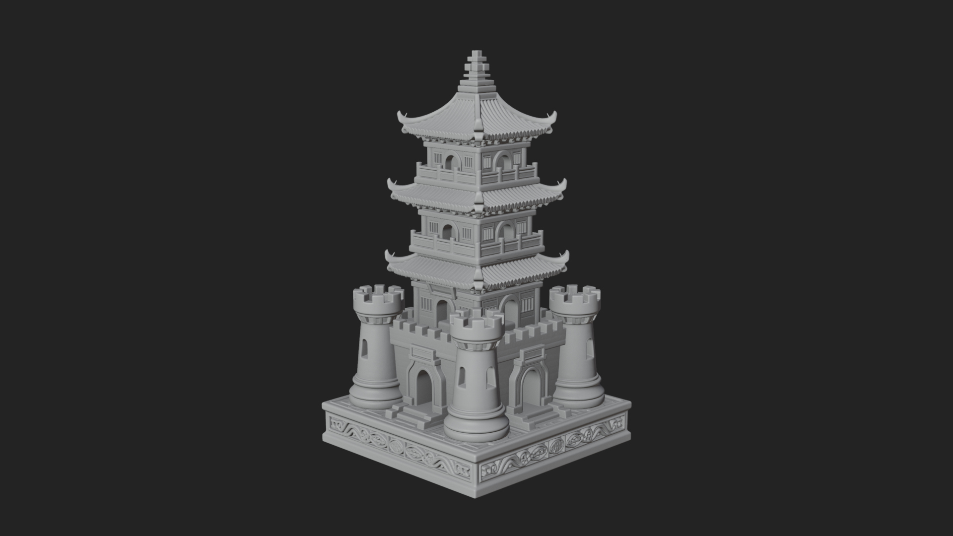 Castle Rook Chess Tower Design 13 3D Print Model 3D Model