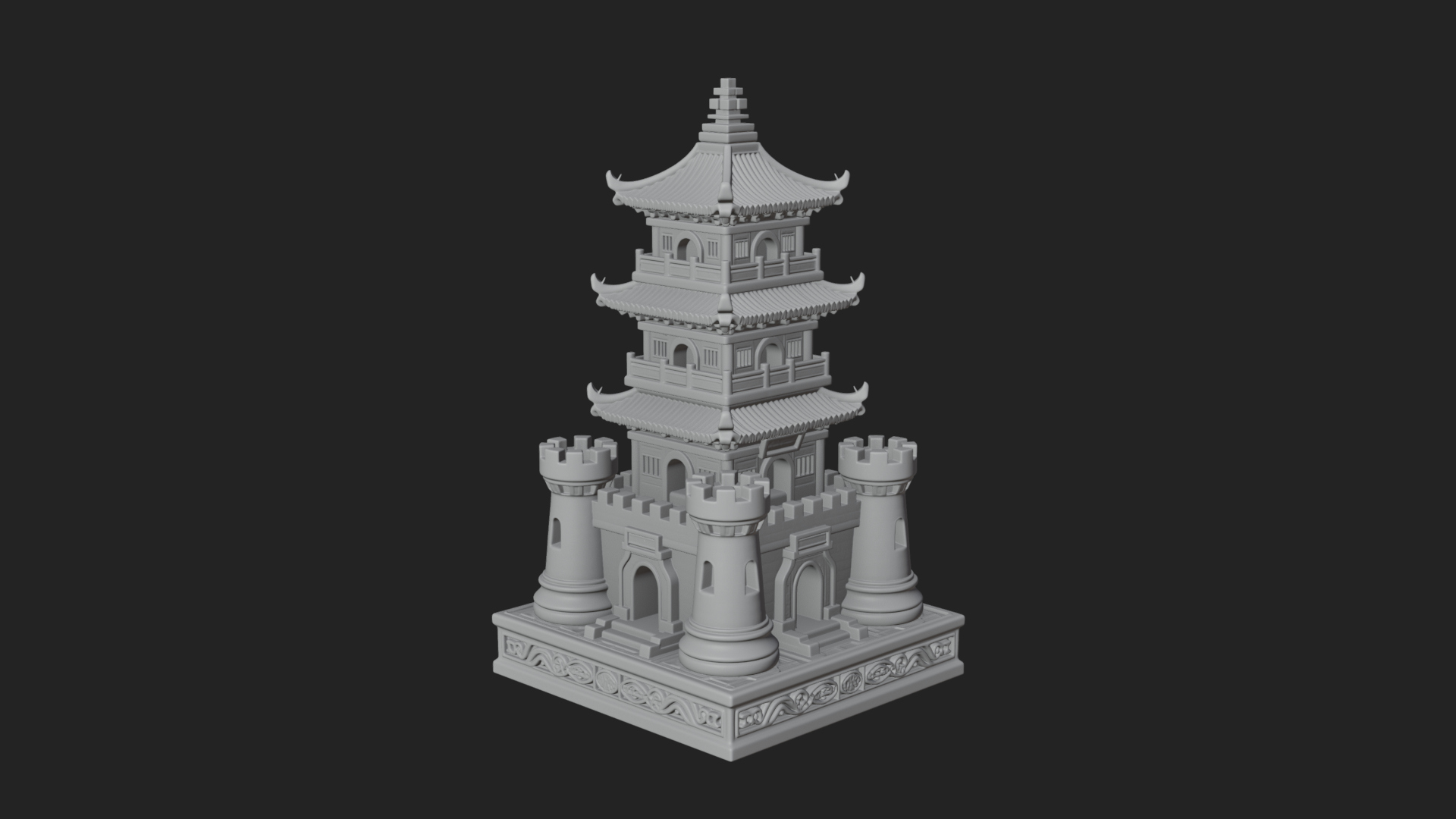 Castle Rook Chess Tower Design 13 3D Print Model 3D Model