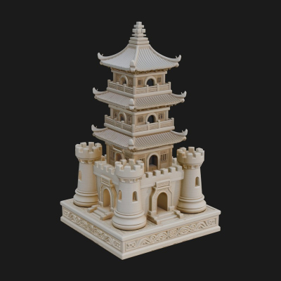 Castle Rook Chess Tower Design 13 3D Print Model