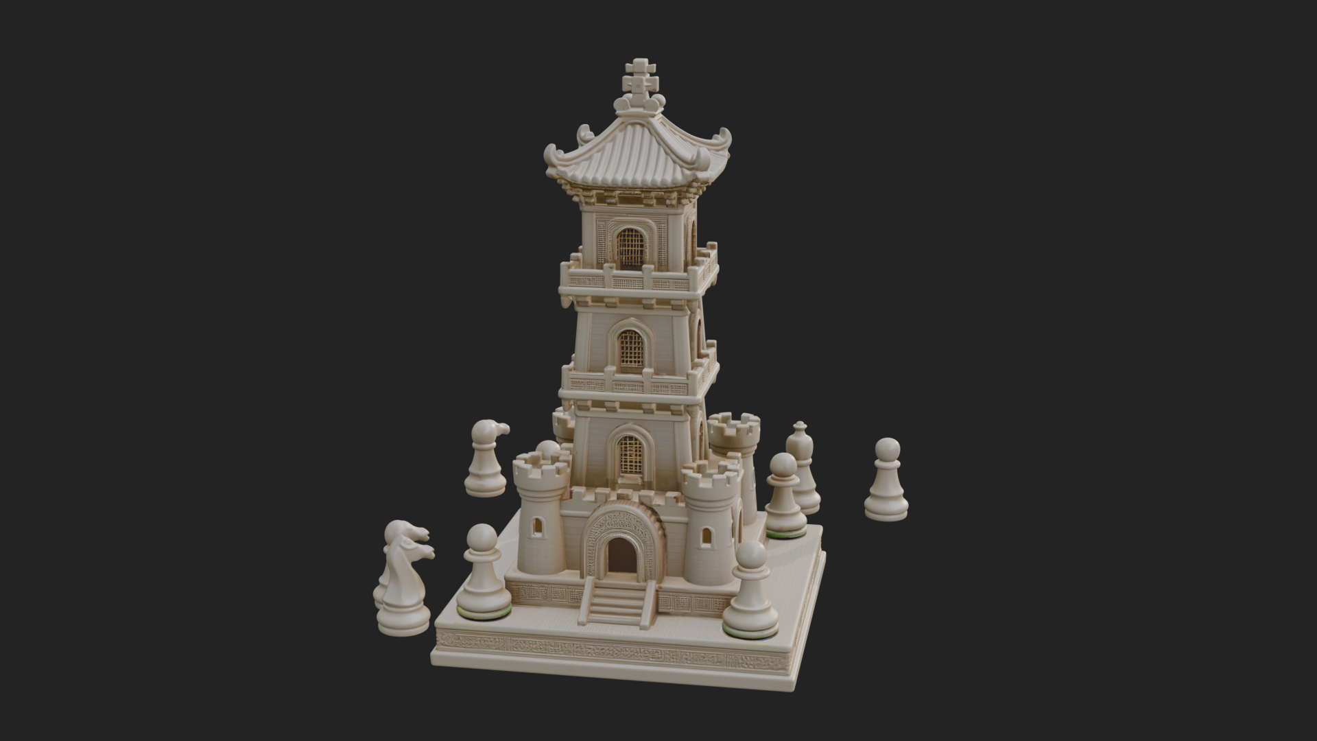 Castle Rook Chess Tower Design 14 3D Print Model 3D Model