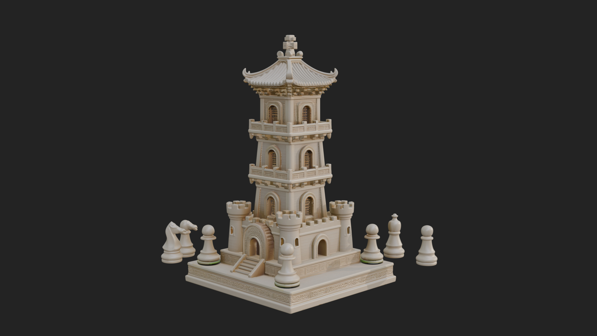 Castle Rook Chess Tower Design 14 3D Print Model 3D Model