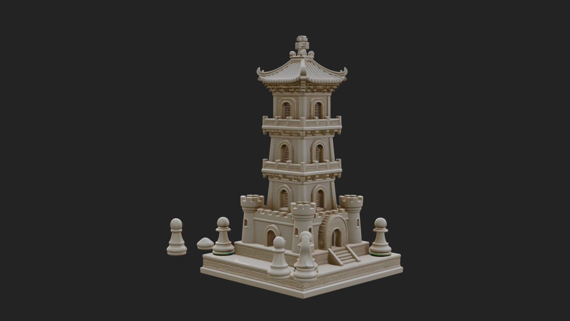 Castle Rook Chess Tower Design 14 3D Print Model 3D Model