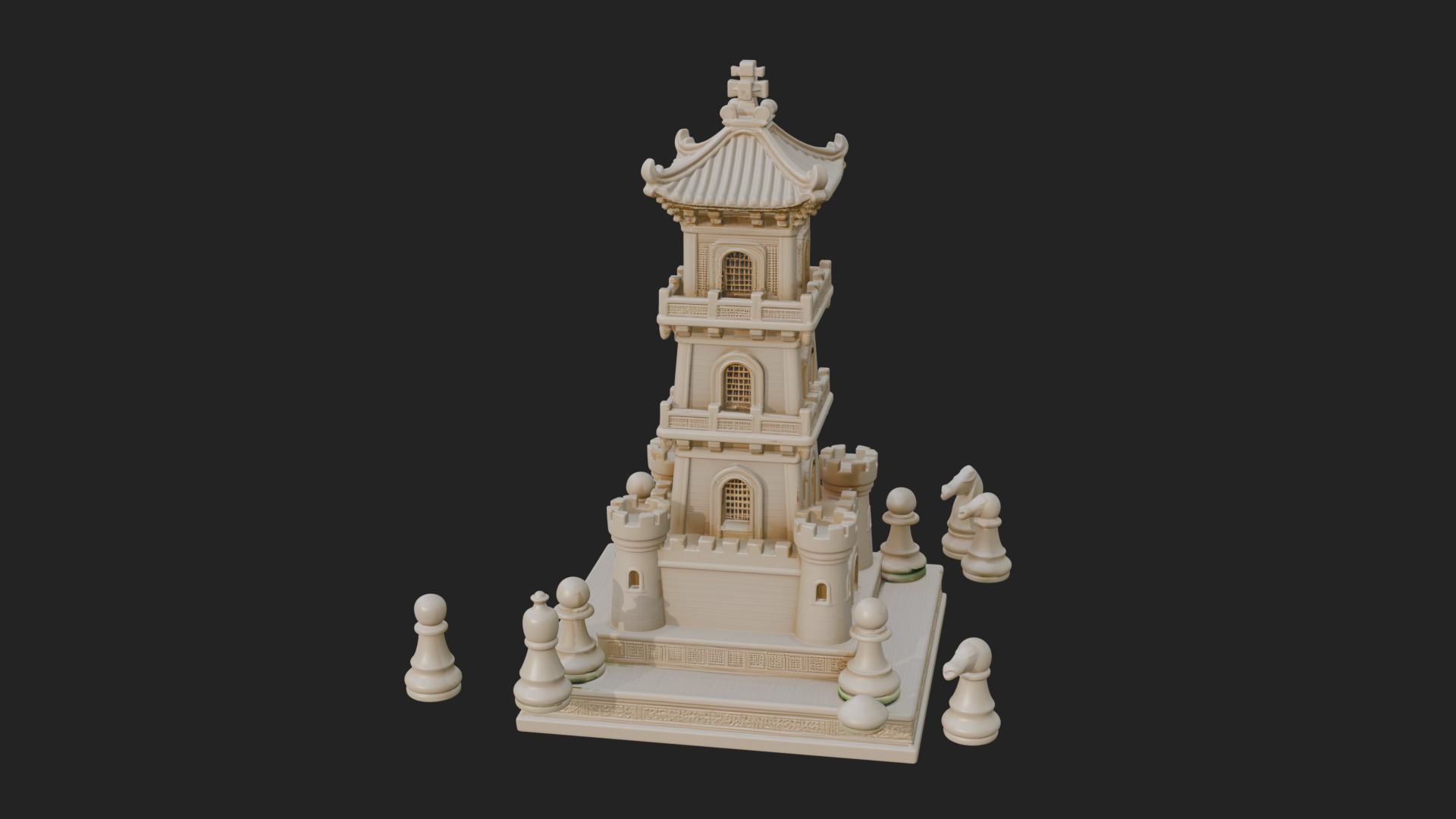 Castle Rook Chess Tower Design 14 3D Print Model 3D Model