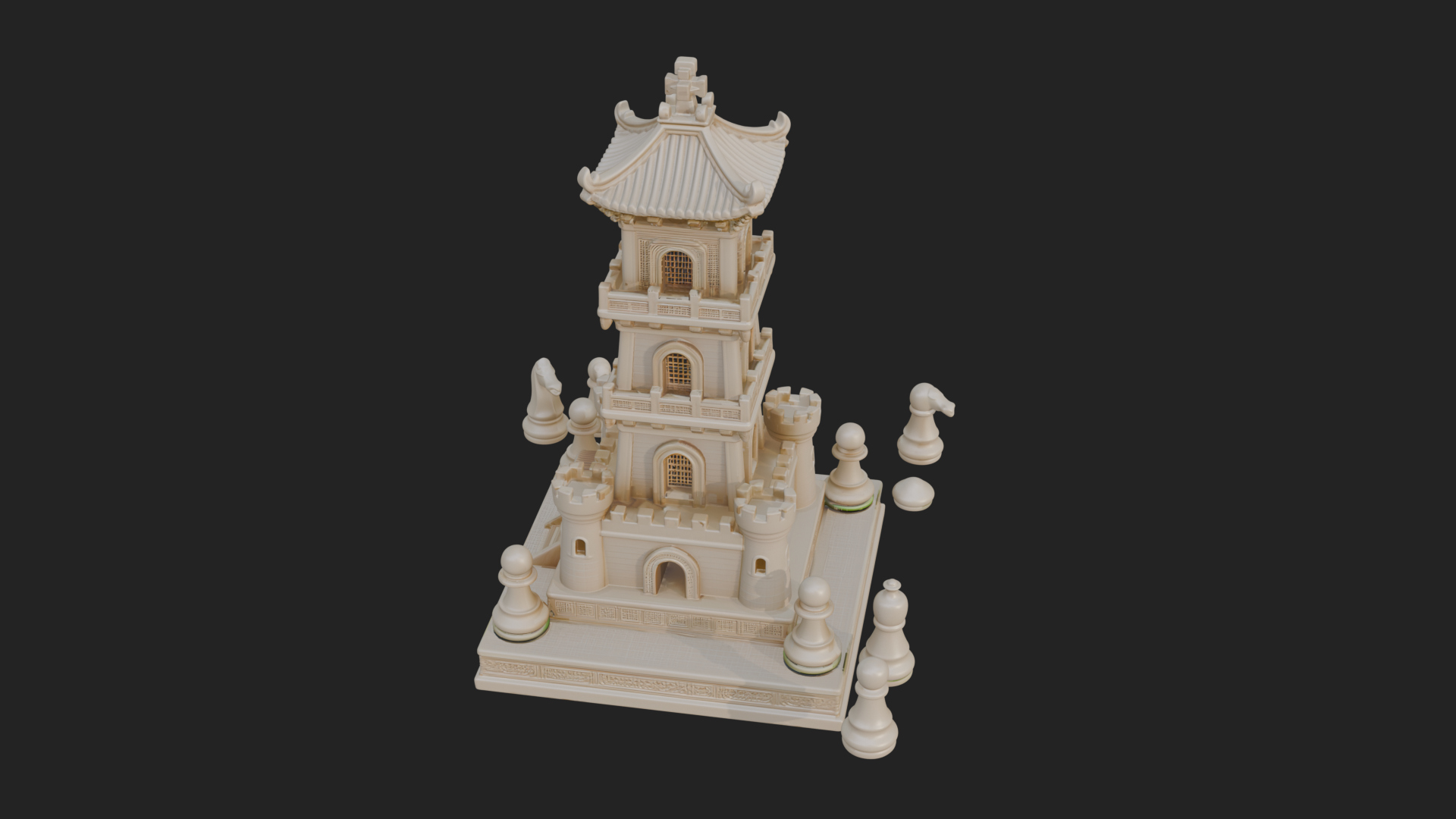 Castle Rook Chess Tower Design 14 3D Print Model 3D Model