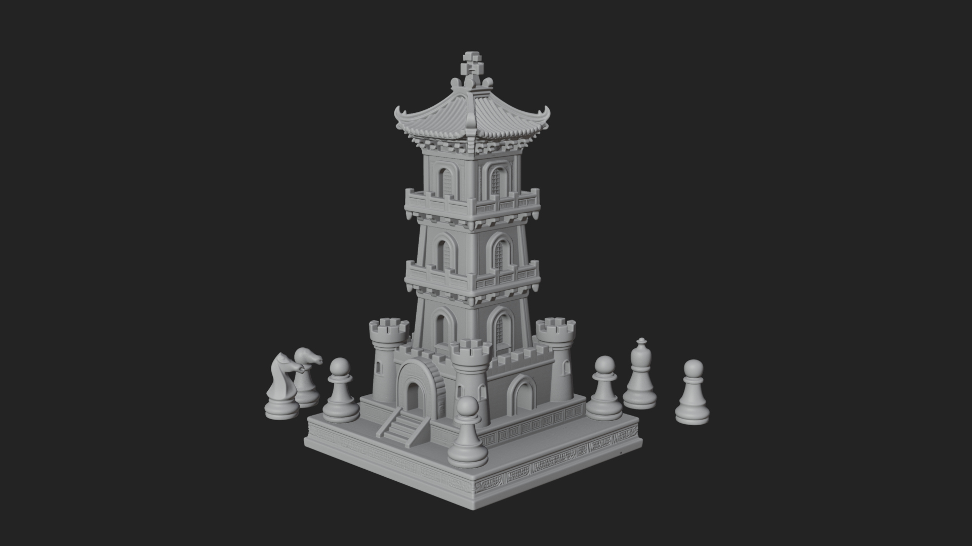 Castle Rook Chess Tower Design 14 3D Print Model 3D Model
