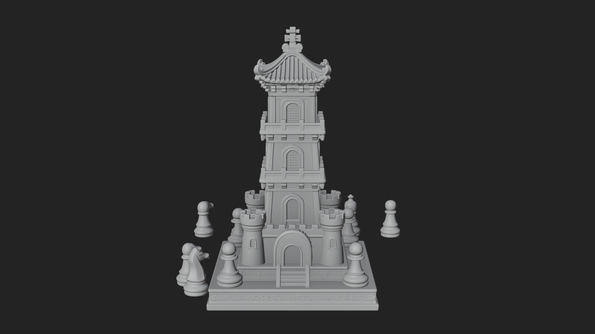 Castle Rook Chess Tower Design 14 3D Print Model 3D Model