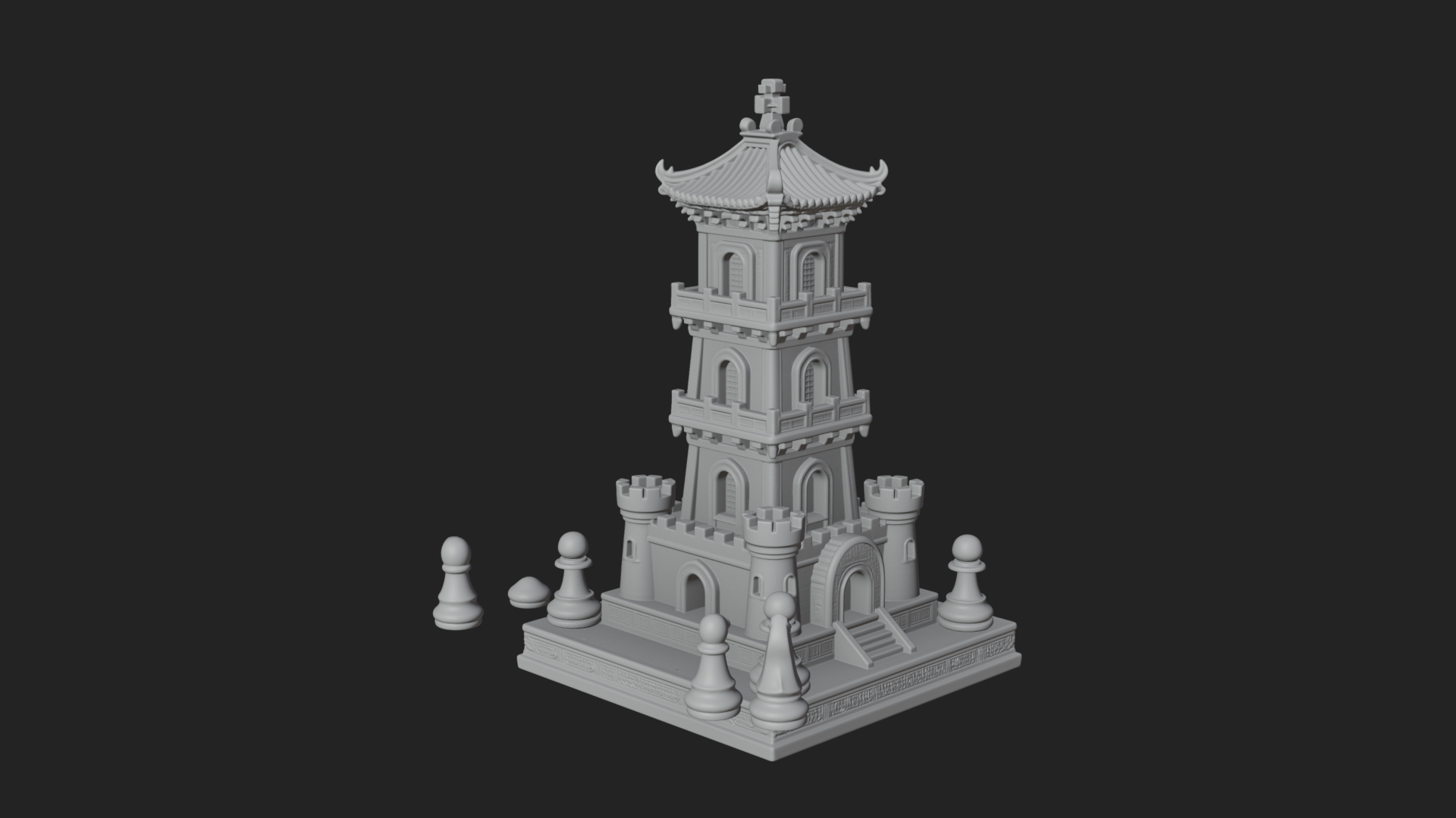 Castle Rook Chess Tower Design 14 3D Print Model 3D Model