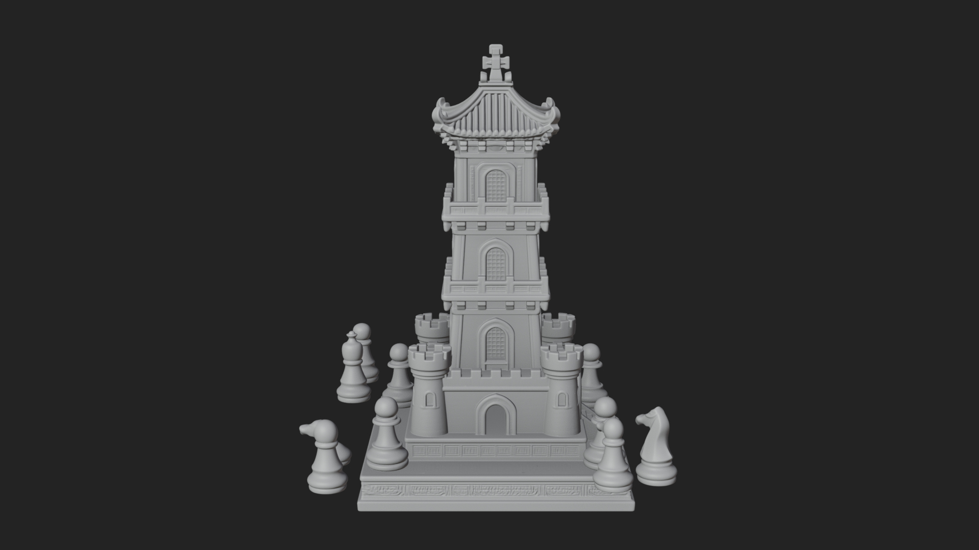 Castle Rook Chess Tower Design 14 3D Print Model 3D Model