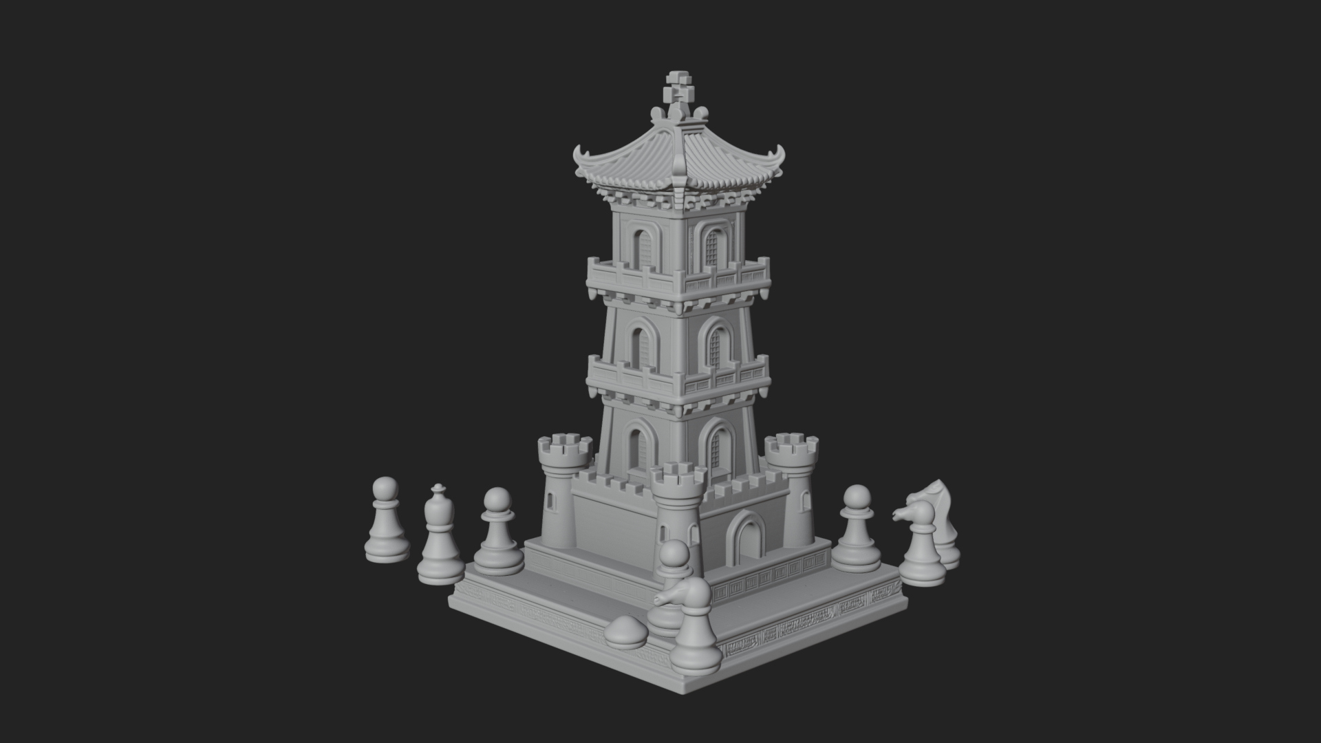 Castle Rook Chess Tower Design 14 3D Print Model 3D Model