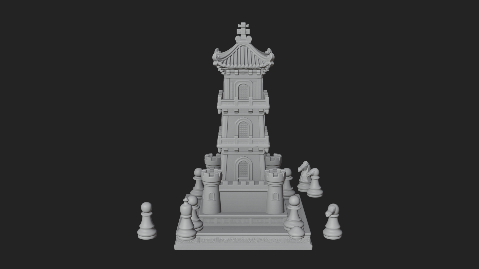 Castle Rook Chess Tower Design 14 3D Print Model 3D Model
