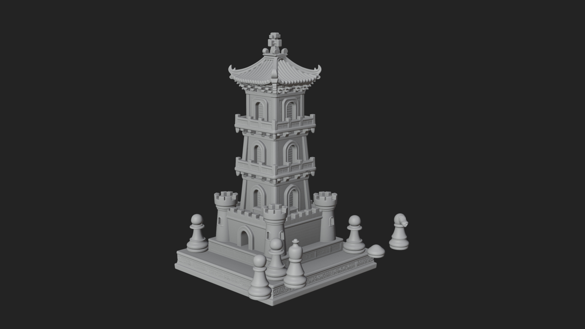 Castle Rook Chess Tower Design 14 3D Print Model 3D Model