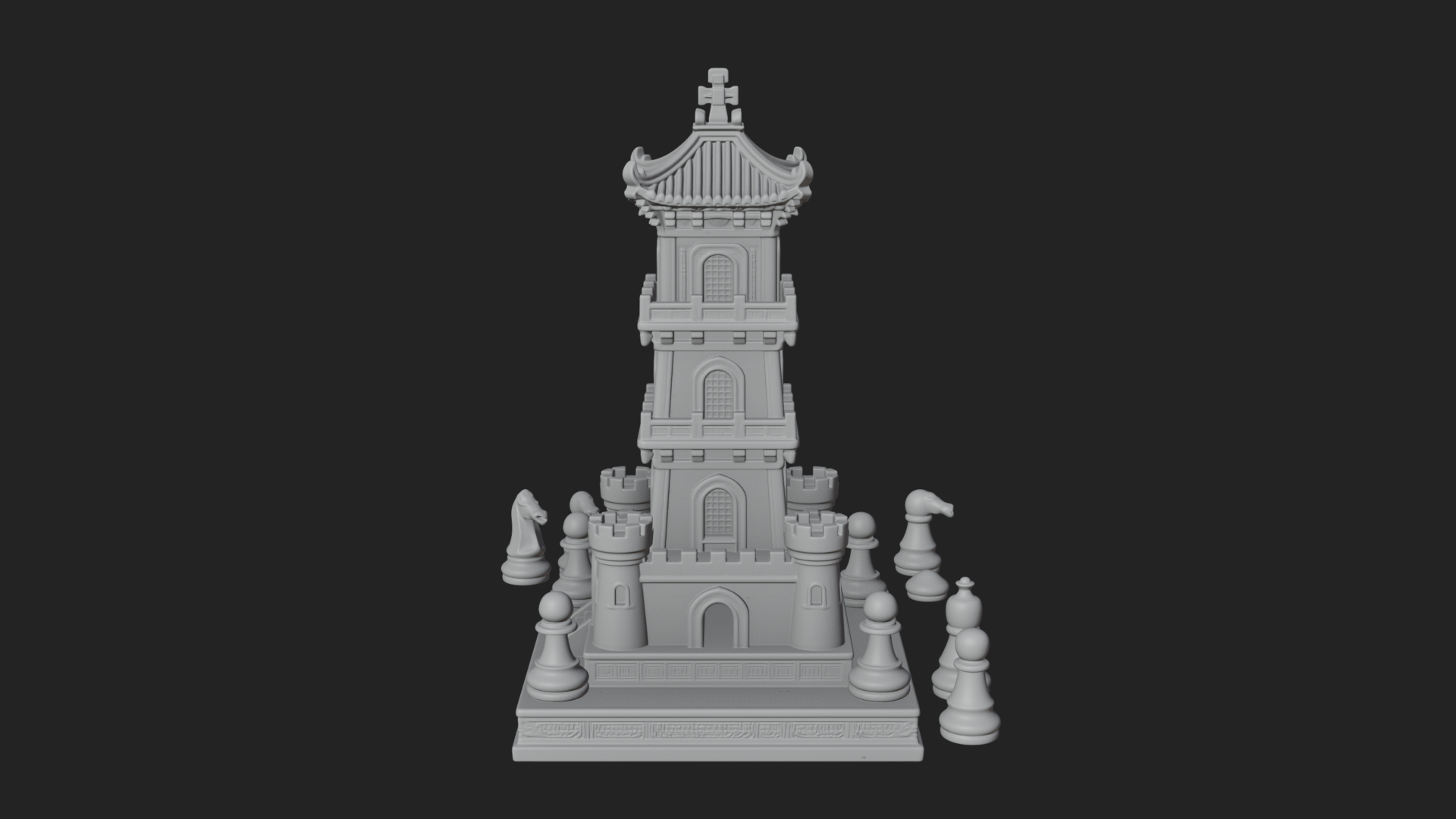Castle Rook Chess Tower Design 14 3D Print Model 3D Model