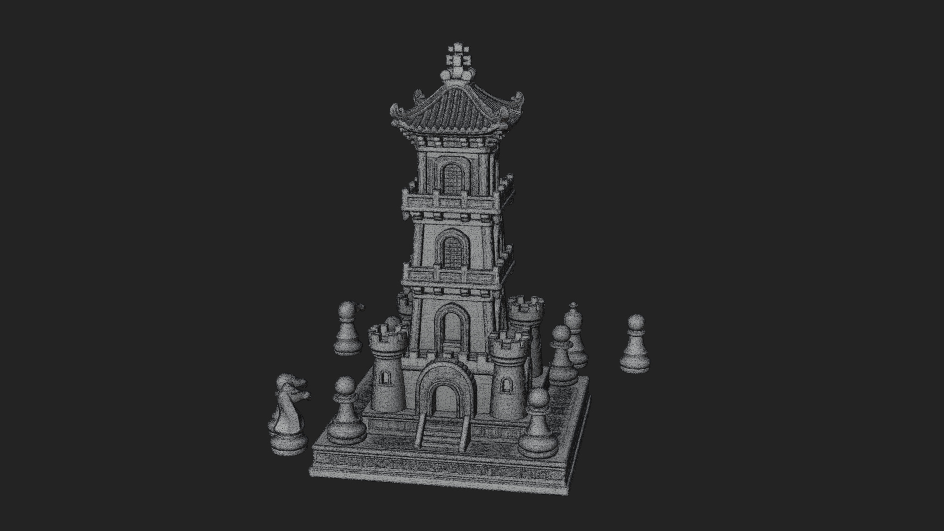 Castle Rook Chess Tower Design 14 3D Print Model 3D Model