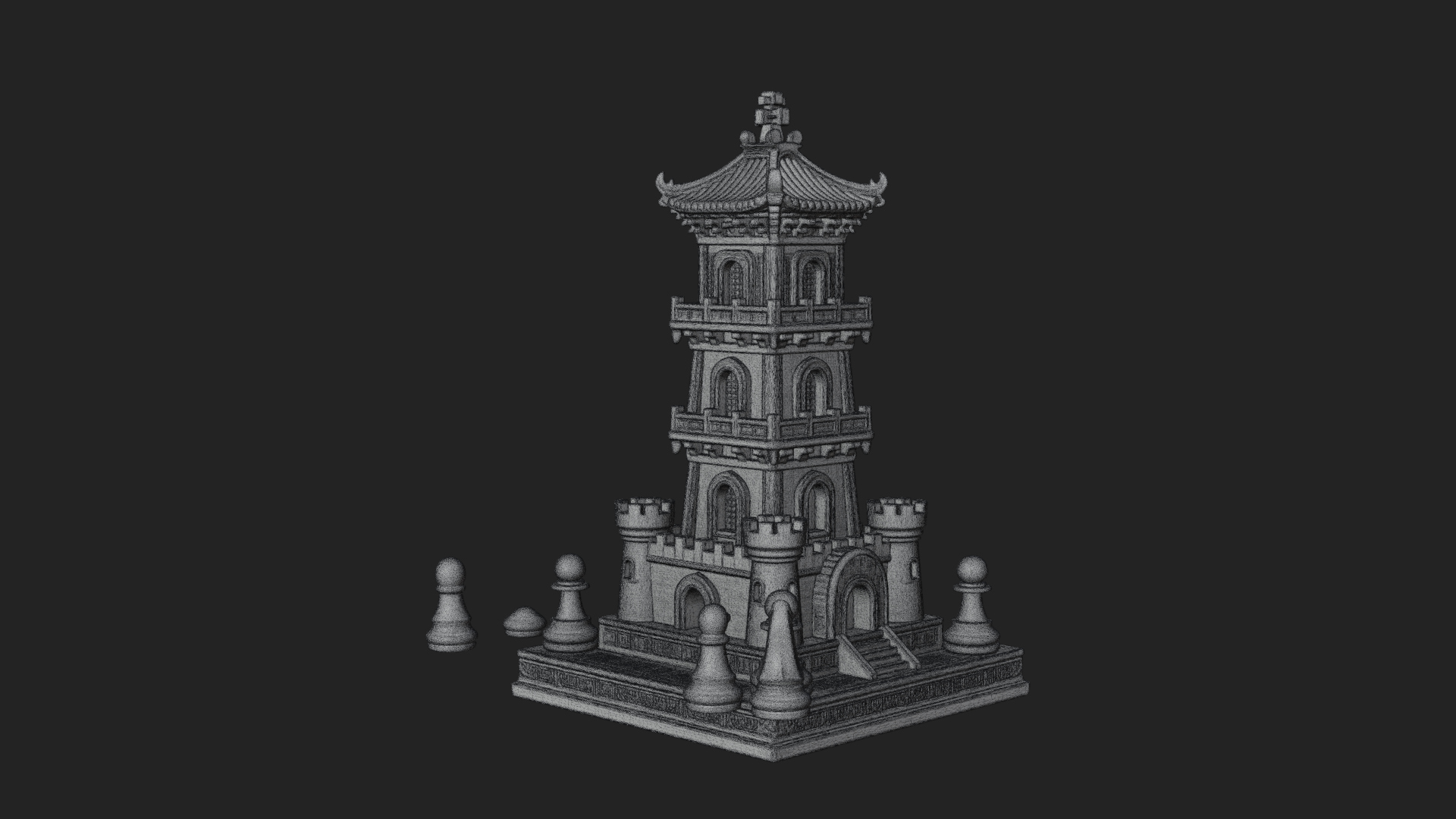 Castle Rook Chess Tower Design 14 3D Print Model 3D Model