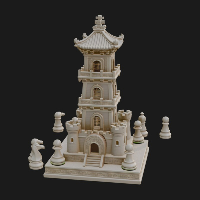 Castle Rook Chess Tower Design 14 3D Print Model