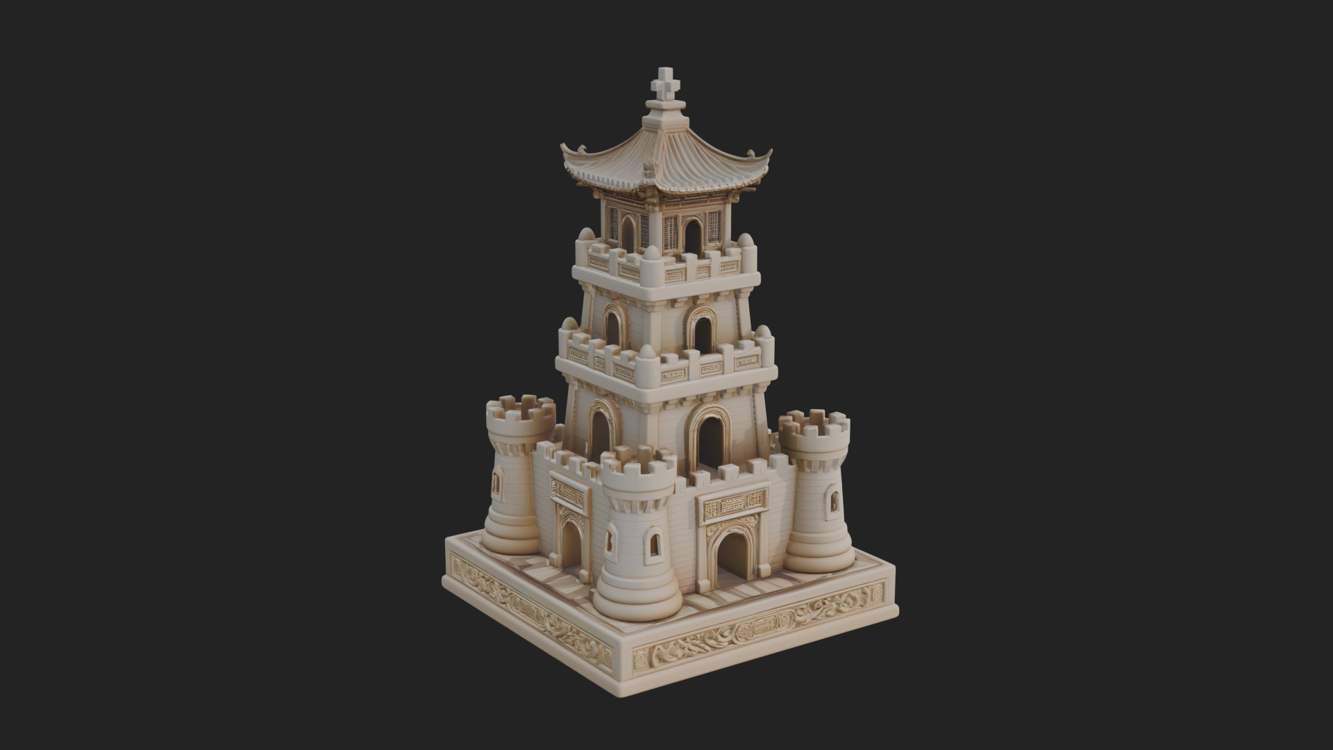 Castle Rook Chess Tower Design 15 3D Print Model 3D Model