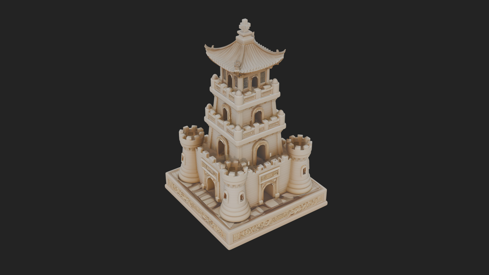 Castle Rook Chess Tower Design 15 3D Print Model 3D Model
